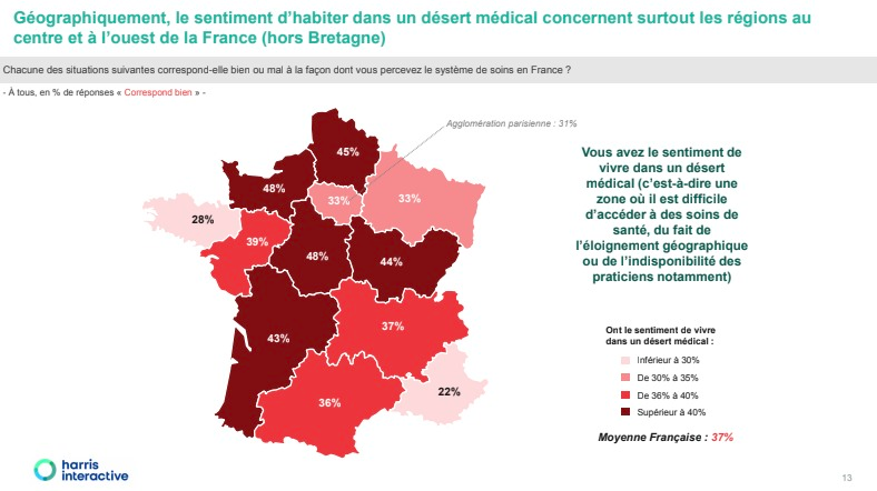 Numérique en santé : les déserts médicaux concernent surtout les régions au centre et à l'ouest de la France. 