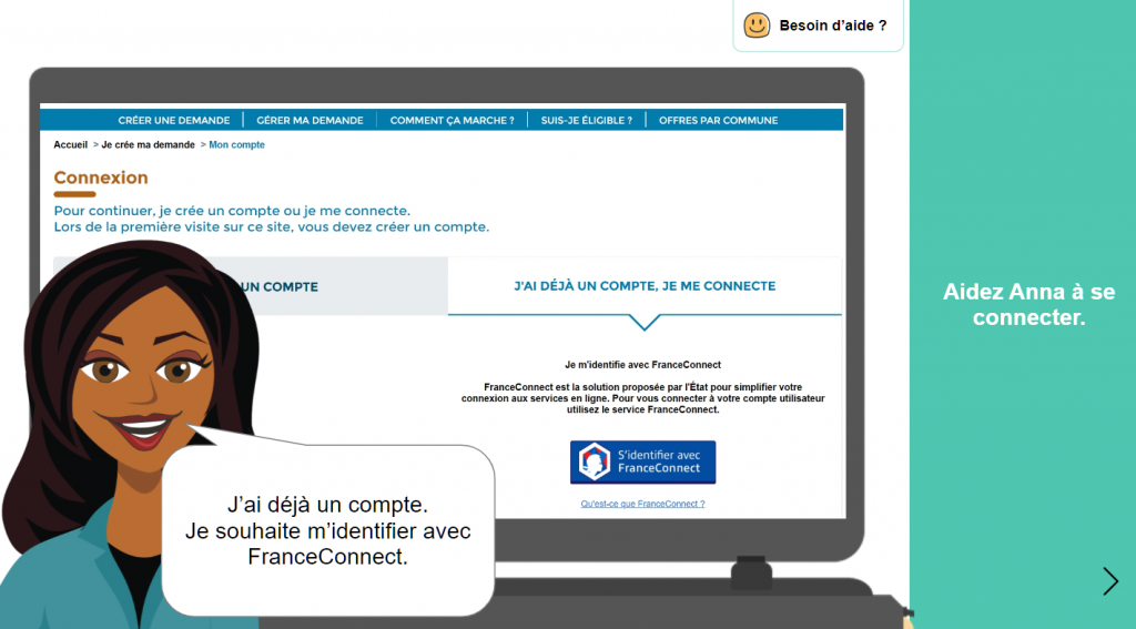 Capture d'écran d'un module Les Bons Clics dédié à FranceConnect